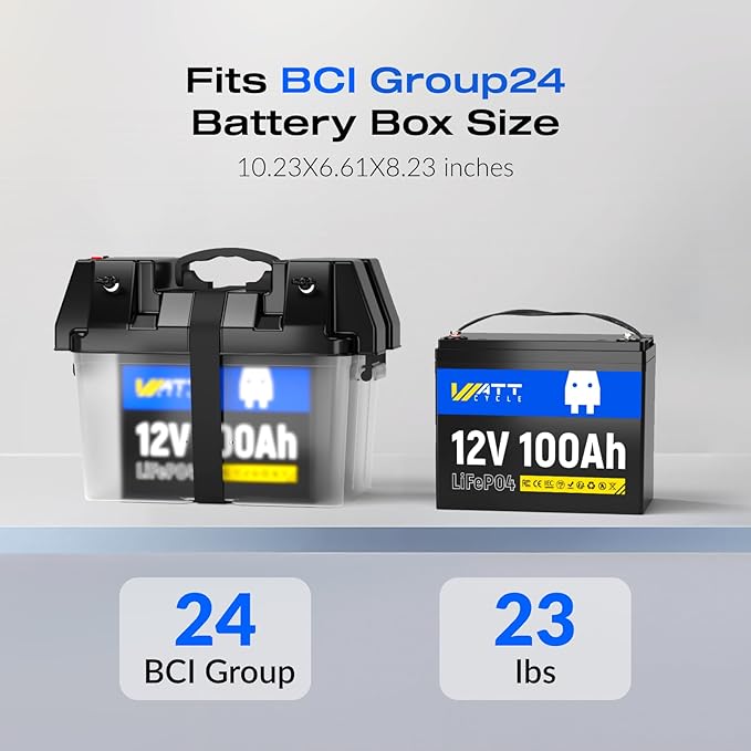2-Pack 12V 100Ah LiFePO4 Battery BCI Group 24-15000 Cycles, Built-in 100A BMS, Low-Temp Protection for RV, Solar System, Marine, Golf Cart, Trolling Motor, Home Energy Storage, Off-Grid