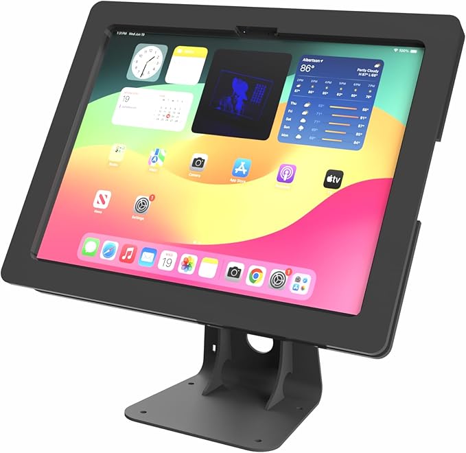 TABcare Anti-Theft Acrylic Case with 360 Rotate 180 Swivel Metal Desktop Stand & 90-Degree Charge Cable for Apple iPad 10 10.9 (Black)
