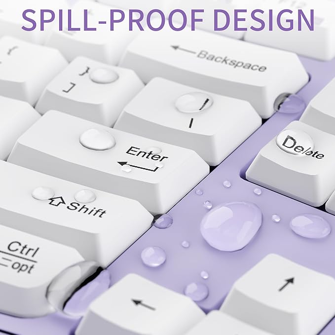 Ergonomic Wireless Keyboard and Mouse Combo, Wave Keys Keyboard with Wrist Rest for Natural Typing, 3 DPI Adjustable Ergonomic Silent Mouse for Computer/Laptop/Windows/Mac (Purple)