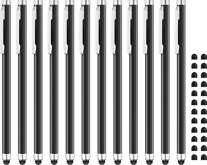 Stylus Pens for Touch Screens 12 Pack Linfanc Stylus Pen for iPad High Sensitivity and Precision Capacitive Stylus Pen forTouchscreen, 12 Pc Matte Black Stylus Pen with Extra 24 Replacement Tips