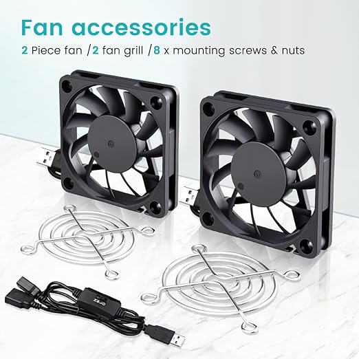 2 Packs Wathai 60mm x 10mm USB Computer Fan 5V with Speed Control DC Brushless Cooling Fans for Charger PC Case Router Raspberry Pi Radiator Cooler Ventilation
