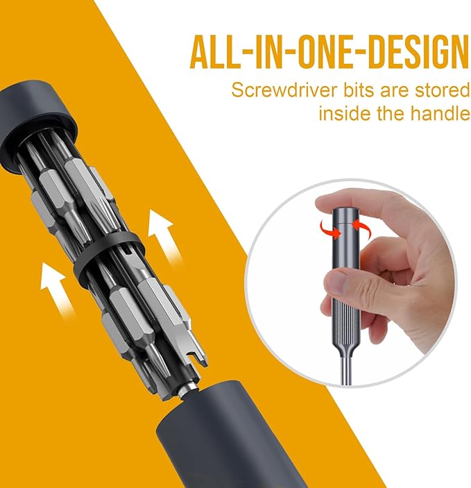 XOOL 27 in 1 Precision Screwdriver Set, Pen Style Mini Screwdriver with Built-in Storage, Magnetic Bit Holder, Ideal for Electronics, Watches, Laptops, and Small Repairs