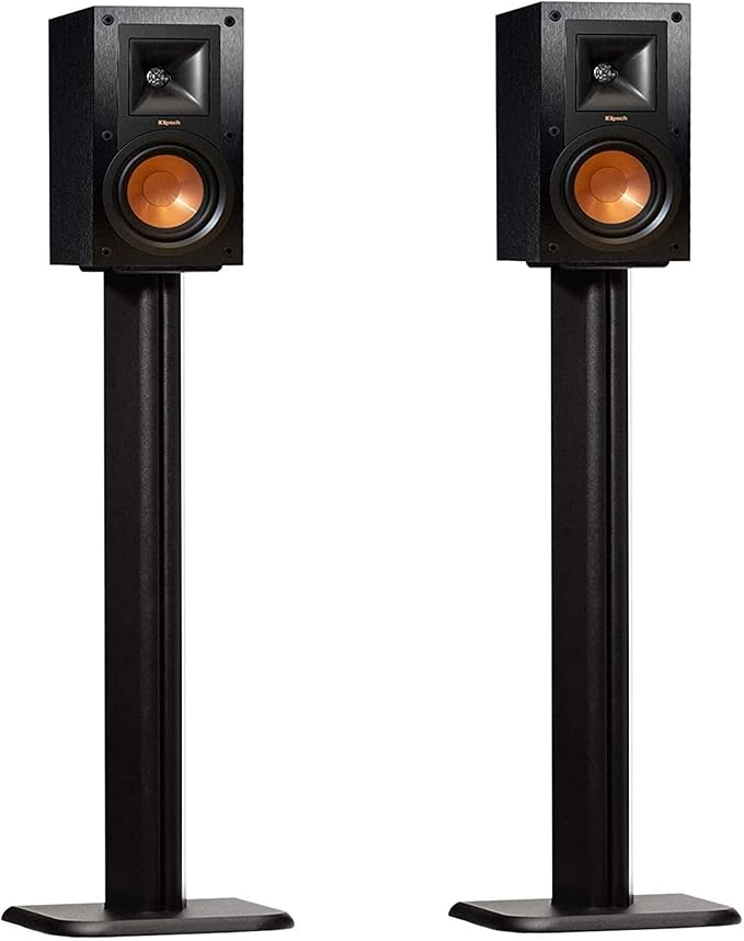 ECHOGEAR Universal Floor Speaker Stands - Vibration-Absorbing MDF Design Works with Klipsch, Polk, JBL & Other Bookshelf Speakers Or Studio Monitors - Includes Sound Iso Pads & Carpet Spikes