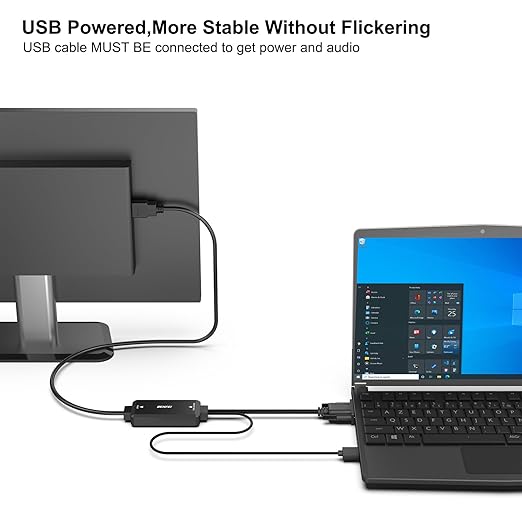 BENFEI VGA to HDMI Cable with Audio, 6 Feet 1080P Cable from VGA Computer/Laptop to HDMI Monitor/TV(Not Bidirectional)