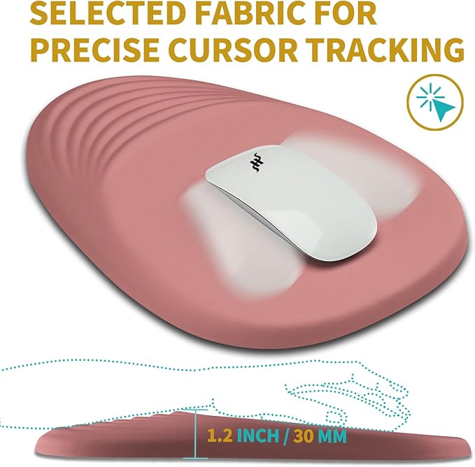 Hokafenle Ergonomic Mouse Pad Wrist Support with Stepped-Wedge Design, Wrist Rest Pain Relief Mousepad Filled with Memory Foam, Carpal Tunnel Mousepad for Wireless Mouse(12x8 inch, Pink)