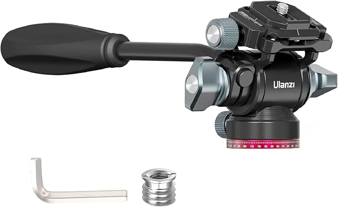 Video Fluid Head for Camera Tripod - ULANZI U-190 Mini Pan Tilt Head Small Panoramic Ball Head with Arca Swiss Quick Release Plate Lightweight Filming Equipment for Compact Camera Load up to 6.6lb/3kg