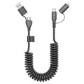 Coiled USB-C and Lightning Cable 2-in-1, 3FT iPhone 17 16 Car Charger Cord, 60W Fast Charging Cable for iPhone 15, Samsung Galaxy Supports Apple CarPlay & Android Auto (Black)