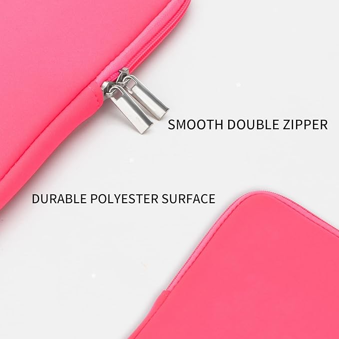 RAINYEAR 11-11.6 Inch Laptop Sleeve Case Soft Lining Carrying Bag Padded Protective Cover Compatible with 11.6" MacBook Air for 11" Notebook Computer Tablet Chromebook (Bright Pink, Upgraded Version)