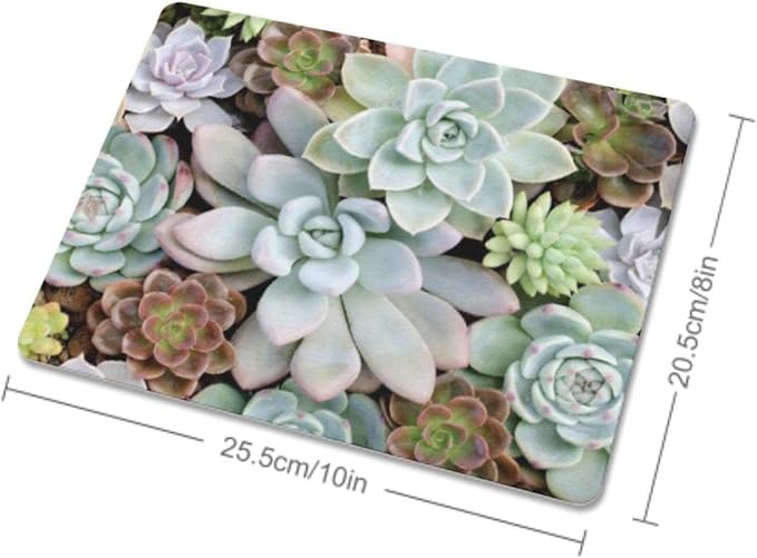 Cute Succulents Mouse Pad, Natural Plants Mousepad for Design, Anti-Slip Rubber Base Wireless Mouse Pads for Laptop