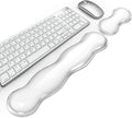 Gel Keyboard Wrist Rest, Cute Wrist Support and Arm Support Keyboard Rest for Keyboard and Mouse Typing Pain Relief，Suitable for Office/Computer/Laptop/Gaming（Transparent White Set ）