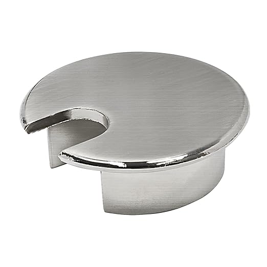 Desk Grommet 1-3/8" (35 mm), Desk Cord Hole Cover, Cable Grommet Metal Zinc Alloy Materilal, Desk Hole Grommet for Office and Home Table Cable, Detachable Cable Cord Organizer (Brushed Silver 1 Pcs)
