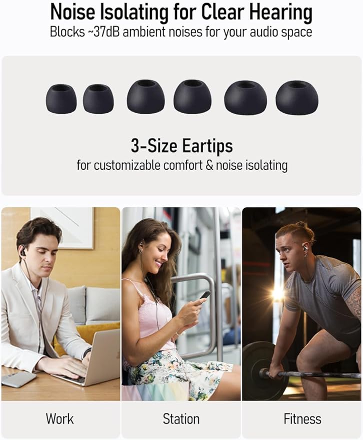 Vibes 201C Wired Earbuds in-Ear Headphones, USB C to 3.5mm Adapter & Braided Cord, Noise Isolating Bass Driven Earphones, Carry Case, Ear Buds Tips, 3.5mm Jack (Clear Brown, No Mic)