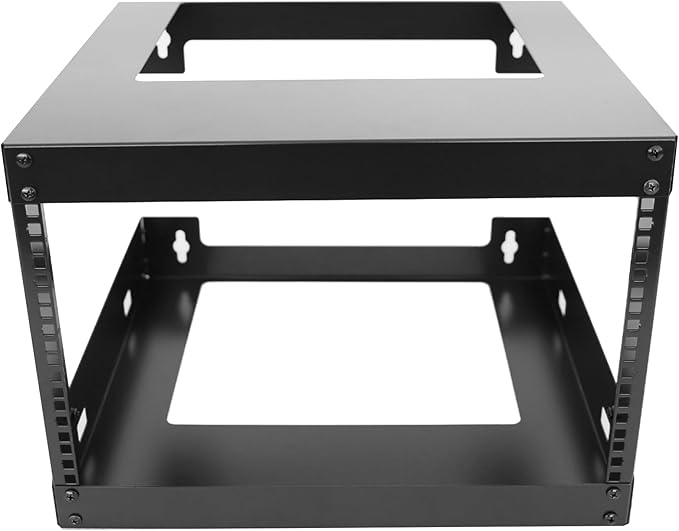 6U Wall Mount Open Frame 19 Inch Server Equipment Rack Wall Mountable Heavy Duty Design - Holds All Networking & AV Gear - Open Frame Includes 2 1U 12in Vented Shelves & Mounting screws (WALL RACK 6U)