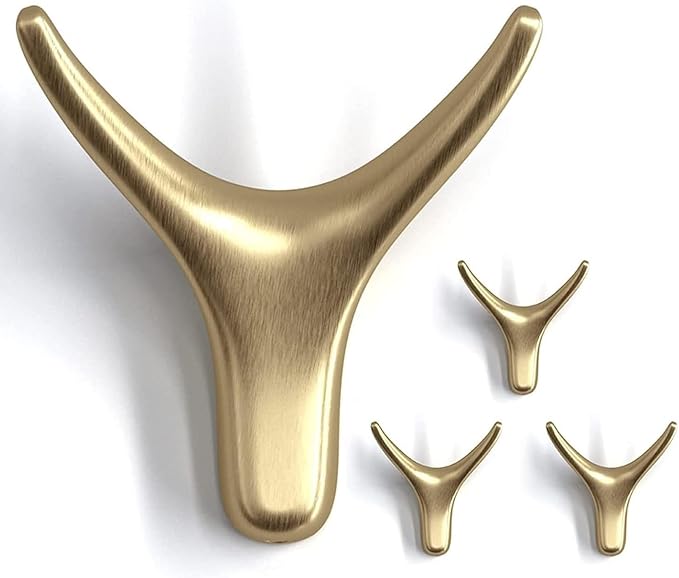 4 Packs Towel Hooks,Coat Hook Cow Head Wall Hooks, Metal Heavy Duty Wall Hooks for Hanging Coats, Hats, Bags, Kitchenware and Towels in Living Room, Kitchen, Bedroom and Bathroom (Gold)