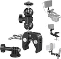 SMALLRIG Super Camera Clamp Mount, Double Ball Head Magic Arm Adapter, Fence/Desk/Tripod Mount for Monitor/Light/Camera, for Insta360, for Gopro