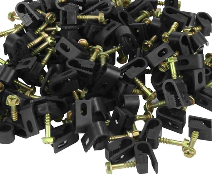 Skywalker Flexible Single Cable Screw Clips (Pack of 100 / Black)