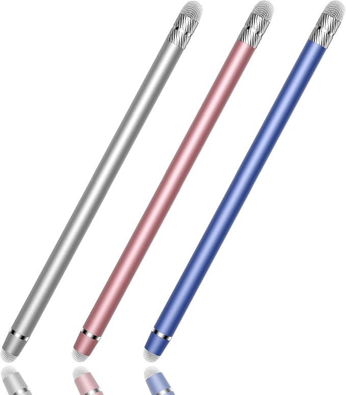 Stylus Pen for Touchscreen,2-in-1 High Sensitivity & Precision Stylus Pen,Suitable for Ipad/iPhone/Android Tablets,Compatible with All Touch Screen Devices(3 Stylus-Silver/Blue/Rose Gold)