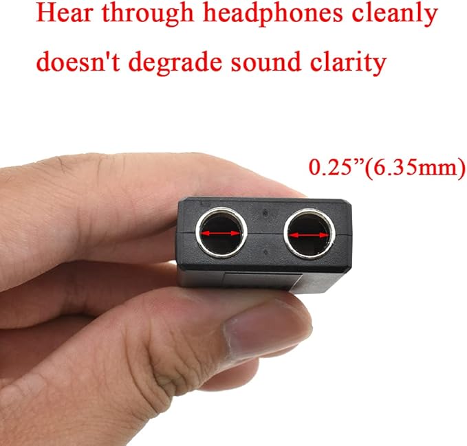 Hahiyo 6.35 M-2x6.35 F-TS Stereo Plug Interconnect Audio One Male 6.35mm(1/4 inch) and Two Females 6.35mm(1/4Inch) Adapter Splitter Good Signal Sound Snap Tight Not Wobble for Guitar Black 2pcs