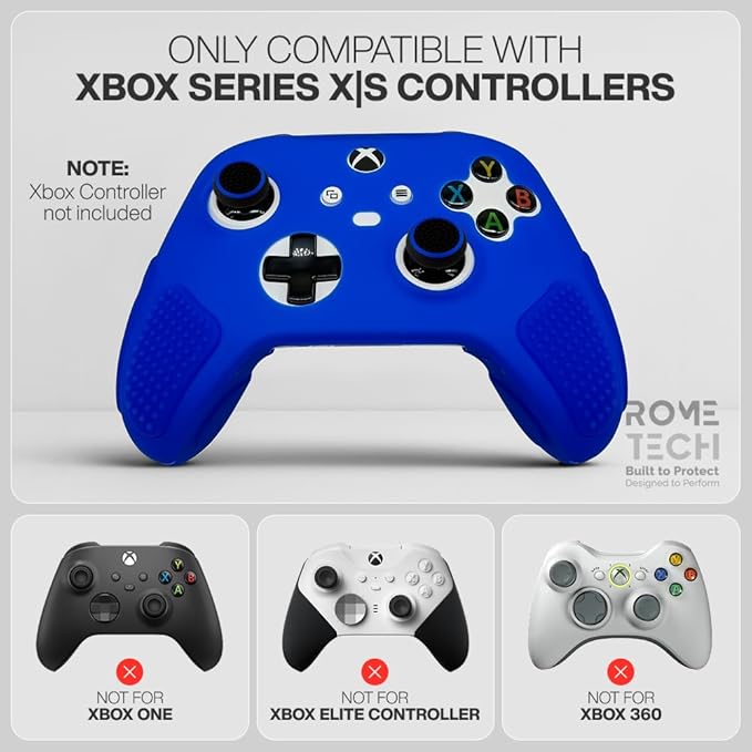 for Xbox Controller Series X/S (2024/2023) Silicone Protective Cover, Soft Skin Xbox Controller Accessories, Anti-Slip Cover with 2 Joystick Caps (Blue)