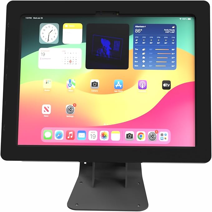 TABcare Anti-Theft Acrylic Case with 360 Rotate 180 Swivel Metal Desktop Stand & 90-Degree Charge Cable for Apple iPad 10 10.9 (Black)