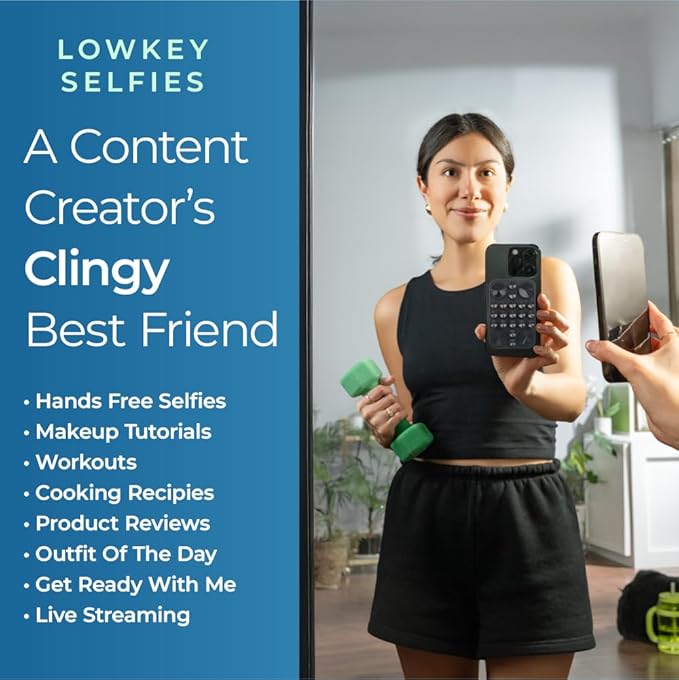 The Clingy Thingy Magnetic Sticky Phone Grip - Removable iPhone Suction Grip for Hands-Free FaceTime - Workouts, Influencers & Content Creator Essentials, Compatible with iPhone 12-16 (Black)