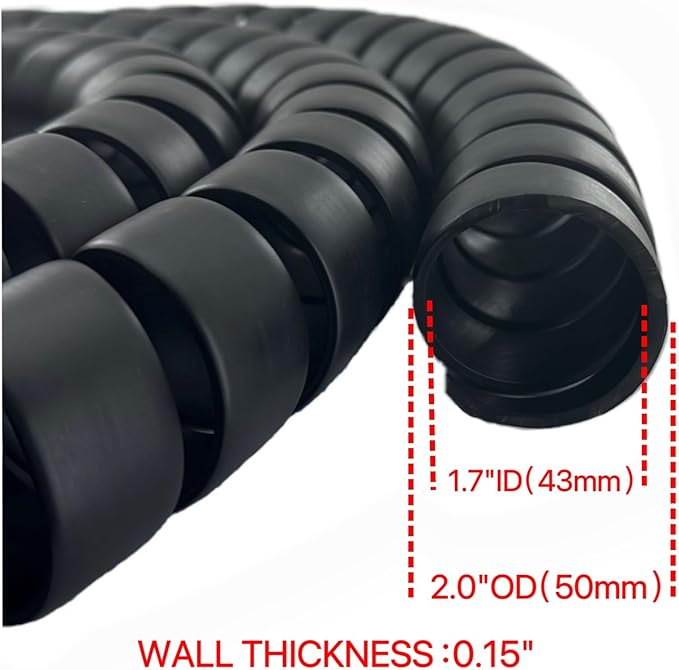 Spiral Wrap Cable Protector - 2.0" OD x 10' Pre-Cut Lengths - Safe Hose Protector to Avoid Wear and Extend Life for Hydraulic Pneumatic Hoses