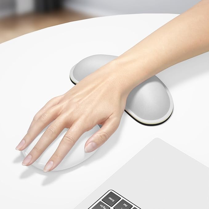 Dapesuom Mouse Wrist Rest, Ergonomic Memory Foam Mouse Wrist for Computer Desk Mats Support, Hand Rest Pad Cushion for Gaming, Office, Laptop, Men, Women, Pain Relief & Easy Typing, Space Gray