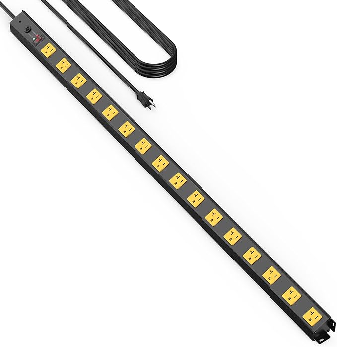 HHSOET 16 Outlet Long Power Strip, 10FT Heavy Duty Power Strip with 4800J Surge Protection, 20a Mountable Wide-Spaced Outlets for Home, Office, Garage & Workshop - ETL Certified