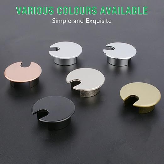 2 Pcs Desk Grommet 1-3/8" / 35 mm, Desk Cord Hole Cover, Cable Grommet Metal Zinc Alloy Materilal, Desk Hole Grommet for Home & Office Pc, Detachable Cable Cord Organizer-Flat Black