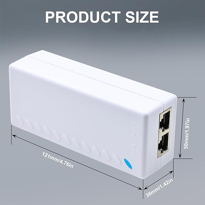 Gigabit PoE+ Injector – Converts Non-PoE to PoE+ (802.3af/at), 30W Power, Plug & Play, Up to 328ft (100m) Range, White – Ideal for IP Cameras, VoIP Phones & More