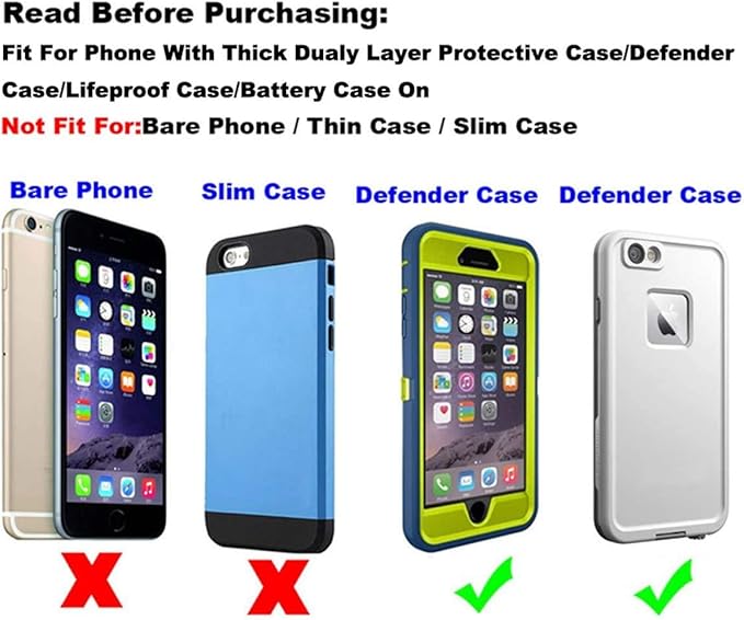 Holster for iPhone 17 17 Pro 16 16 Pro 15 15 Pro 14 14 Pro 13 13 Pro 12 12 Pro 11 11 Pro Belt Holster Fit with Thick Defender Case Hybrid Armor Protective Case On