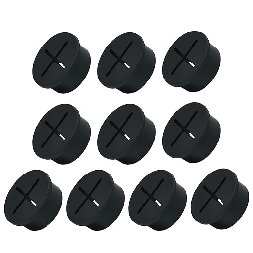 10Pcs Desk Grommet, 1" (25mm) Black Silicone Cord Hole Cover, Flexible Rubber Wire Grommets, Wall Grommets for Cables Management, Table, Countertop, Cabinets and Furnitures Wire Organizer