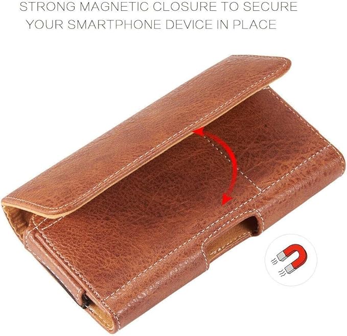 Galaxy Wireless USA for for Samsung Galaxy S25 S24 Ultra, S25 S24 Plus/S23 fe Holster Brown Leather Carrying Cell Phone Holder Belt Clip Holster Case Pouch for iPhone 13 14 15 16 Pro Max 14 15 16 Plus
