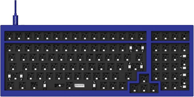 Keychron Q5 Wired Custom Mechanical Keyboard Full Aluminum Barebone Version, Hot-Swappable 96% Layout, Double-Gasket DIY Kit, QMK/VIA Programmable Macro Compatible with Mac Windows Linux - Blue