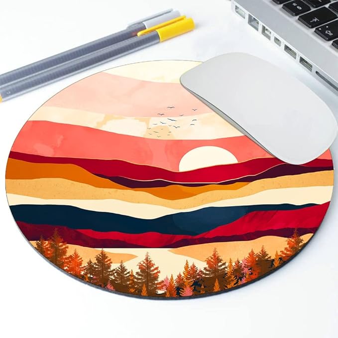Mountain and Moon Round Mouse pad Customized Mousepad Non-Slip Rubber Base Mouse Pads for Computers Laptop Office Desk Accessories Mouse pad