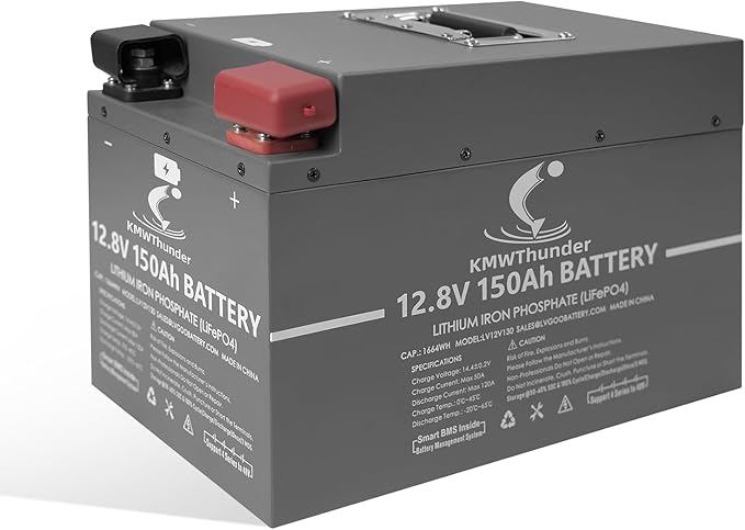 12V 150Ah LiFePO4 Lithium Battery, Built-in Smart BMS,Low-Temp Protection Up to Group 31 Deep Cycle Battery for Trolling Motor, RV, Solar, Marine, Camping and Off Grid Applications