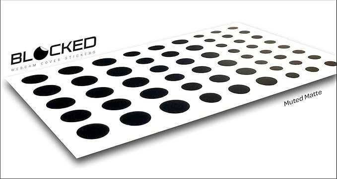 BLOCKED Stackable Webcam/Camera Vinyl Covers | 57 Low-Tack Restickable Webcam Sticker | 3-Sizes | Black 57-Pack (Muted Matte)