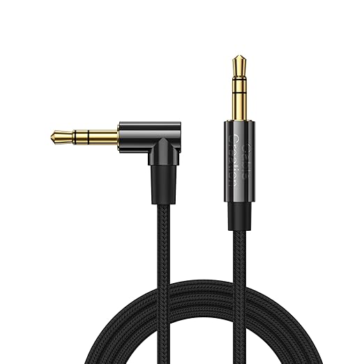 CableCreation 3.5mm Audio Cable 3FT/0.9M, 3.5mm Right Angle Male to Male Auxiliary Jack HiFi Cable with Silver-Plating Copper Core for Car Stereos, iPhone, PS4, Beats, Echo-Dot & More