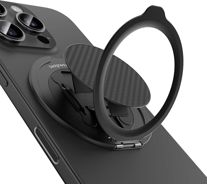 BENKS ArmorPop Magnetic Phone Grip & Stand for MagSafe, 360° Rotation Adjustable Phone Ring Holder for iPhone 17/16/15/14/13/12 Series, Durable Kevlar Design