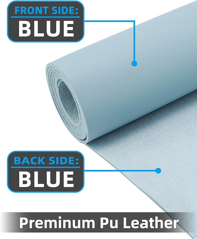 Leather Desk Pad Protector, Large Mat, Mouse Pad & Keyboard Cover - Non-Slip PU Leather Blotter - Office & Home (Light Blue, 48" x 17")