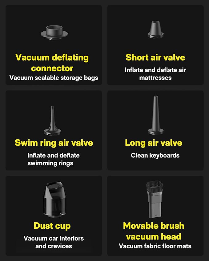 HOTO Handheld Vacuum Cleaner Cordless, Desk Vacuum Cleaner Compressed Electric Air Duster 15000Pa Suction, 4-in-1 Portable Vortex Vacuum Dust Buster Air Blower for Computer, Keyboard