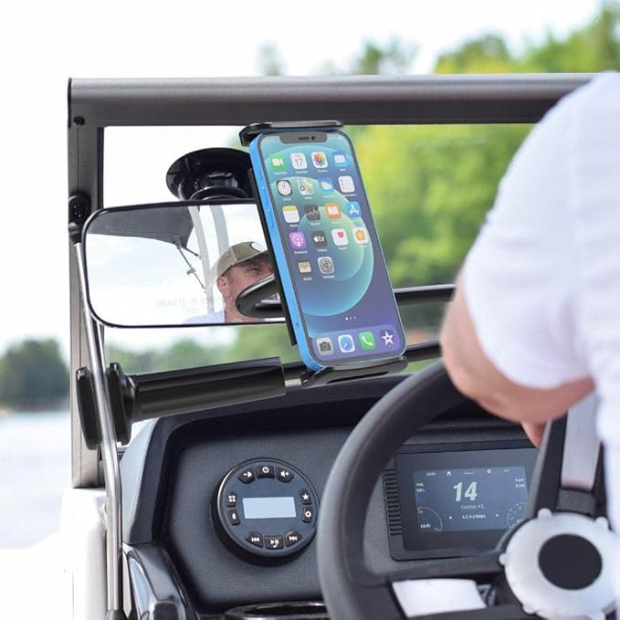 LEVO Clamping Gooseneck Phone and Tablet Mount Holder with Flexible Long Arm – Ideal for Desk, Office, Bedside, Headboard, Kitchen Counter, Boat, RV, and More - Black