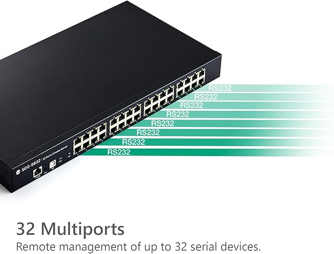 32-Port Console Server, RS232 Serial to Ethernet Device Server, SCG-5632