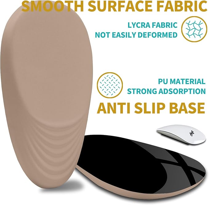 Hokafenle Ergonomic Mouse Pad Wrist Support with Stepped-Wedge Design, Wrist Rest Pain Relief Mousepad Filled with Memory Foam, Carpal Tunnel Mousepad for Wireless Mouse(12x8 inch,Sand Color)