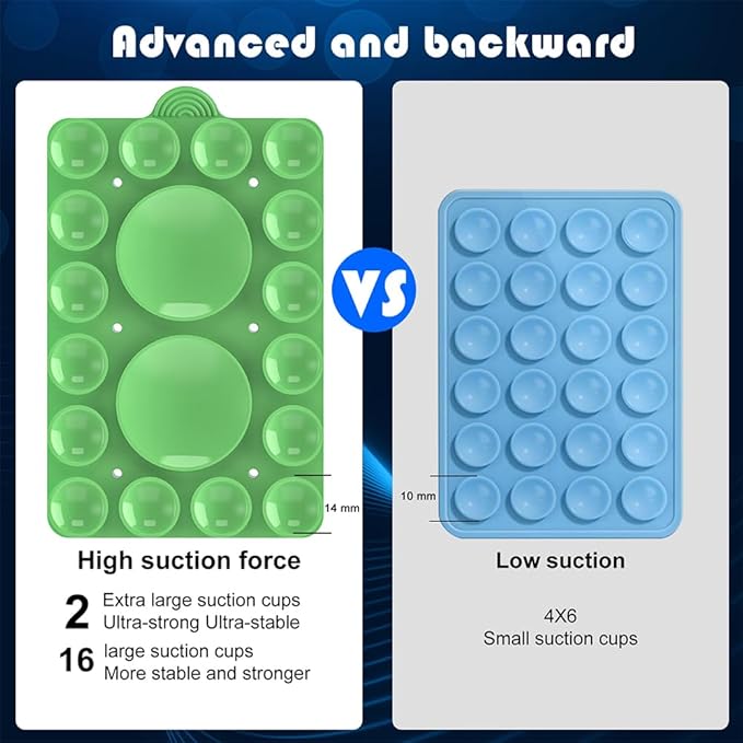 Silicone Suction Phone Holder Mount, Silicon Phone Accessory for iPhone and Android, Hands-Free Mirror Shower Mount, TikTok Videos and Selfies (Grass Green 2Pack, Double Sided)
