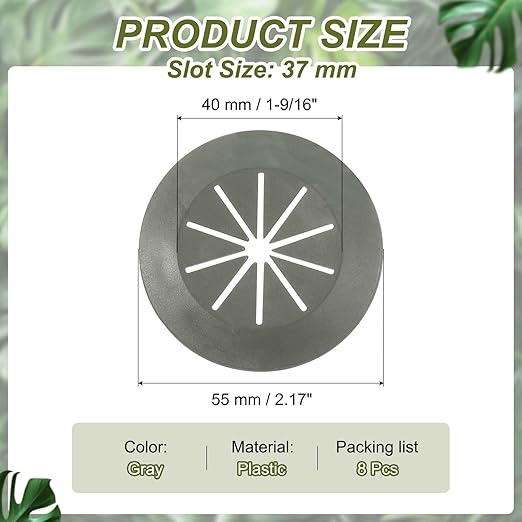 PATIKIL Desk Grommet 1-9/16", 8 Pcs Round Cable Grommet Cord Hole Cover with Adhesive Tape Flexible Table Wire Organizer for Office Home Table Countertop, Gray