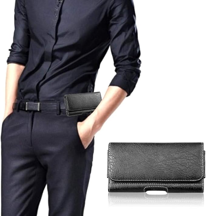 GW USA for for Samsung Galaxy S25 S24 Ultra Plus, Z Fold 7 6 Holster Black Leather Carrying Cell Phone Holder Belt Clip Holster Case Pouch for iPhone 14 15 16 17 Pro Max 14 15 16 Plus 17 Air
