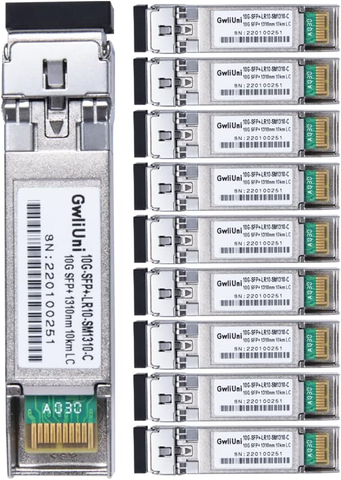 10Pcs Single Mode 10G SFP+ Fiber Module Network Transceiver, LR SM1310nm 10km, Duplex LC for Switch, Router, Firewall, Network Card, Media Converter etc
