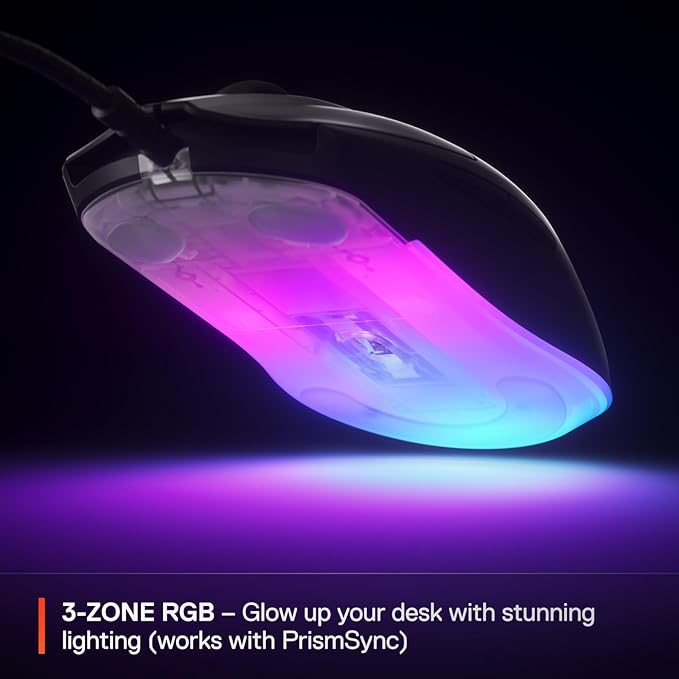 SteelSeries Rival 3 Gen 2 Gaming Mouse — 8500 DPI TrueMove Core Optical Sensor — 60 Million Click Durability — Low Latency — 77g Lightweight — 100% PTFE Feet — RGB — Black