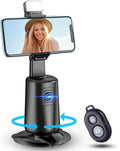 Auto Face Tracking Tripod 360° Rotating Cell Phone Photo and Video Kits Stand, No App, Camera Stand with Remote and Gesture Control, Rechargeable Smart Shooting Stand for Live Recording Tiktok（Black）